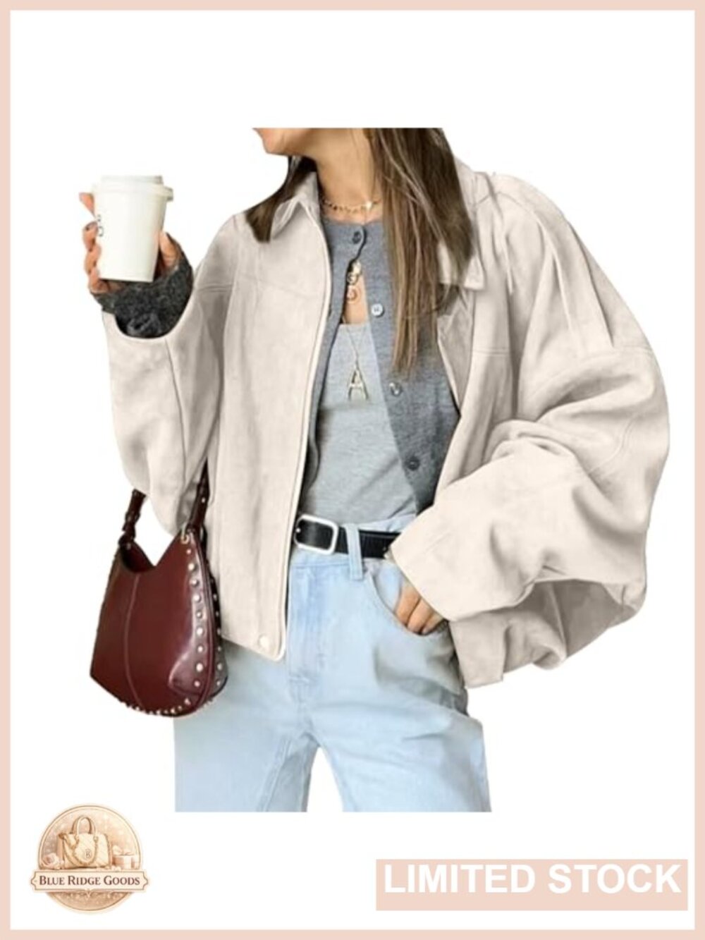 Faux Suede Bomber Jacket Zipper Pilot Coat Casual Lapel Oversized Y2K Outerwear